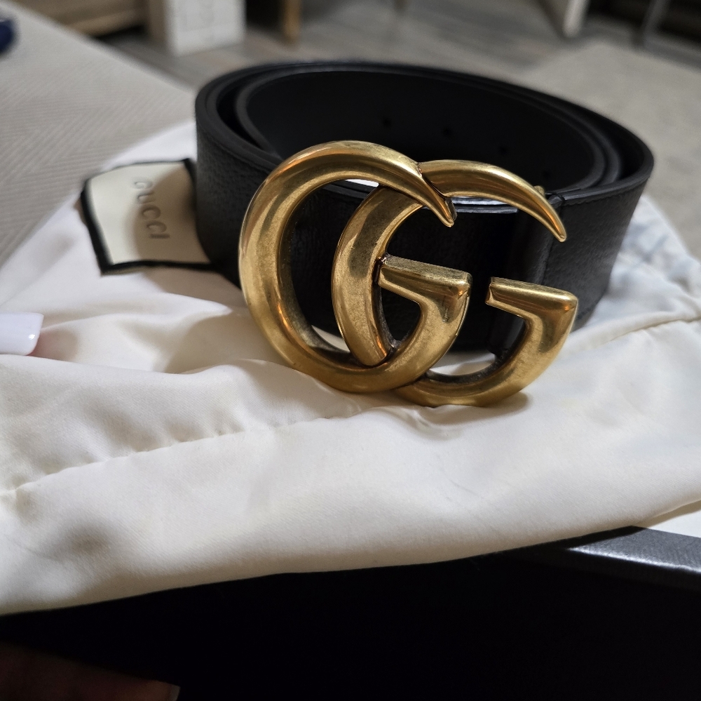 Gucci Men's GG Marmont Wide Leather belt size 100